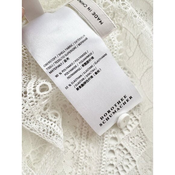 DOROTHEE SCHUMACHER White Sheer Lace High Neck Sleeveless Blouse Top, Size 3/L - Picture 12 of 13